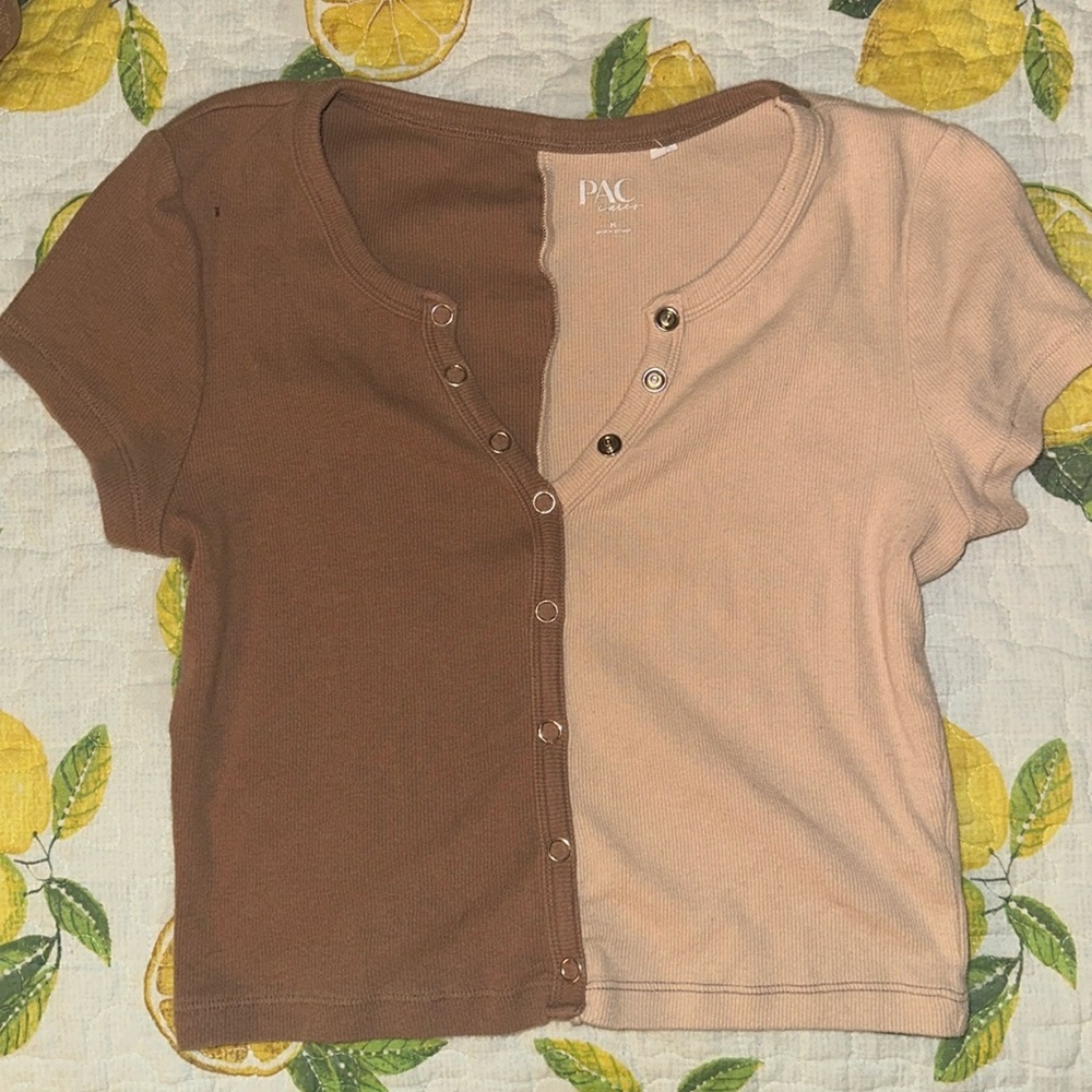 Size medium PacSun 2 tone cropped baby tee with deep v neck